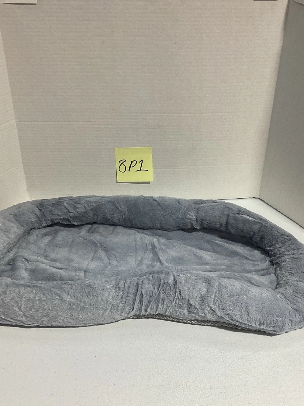 Plush Gray Pet Bed - Soft Bolster Lounger